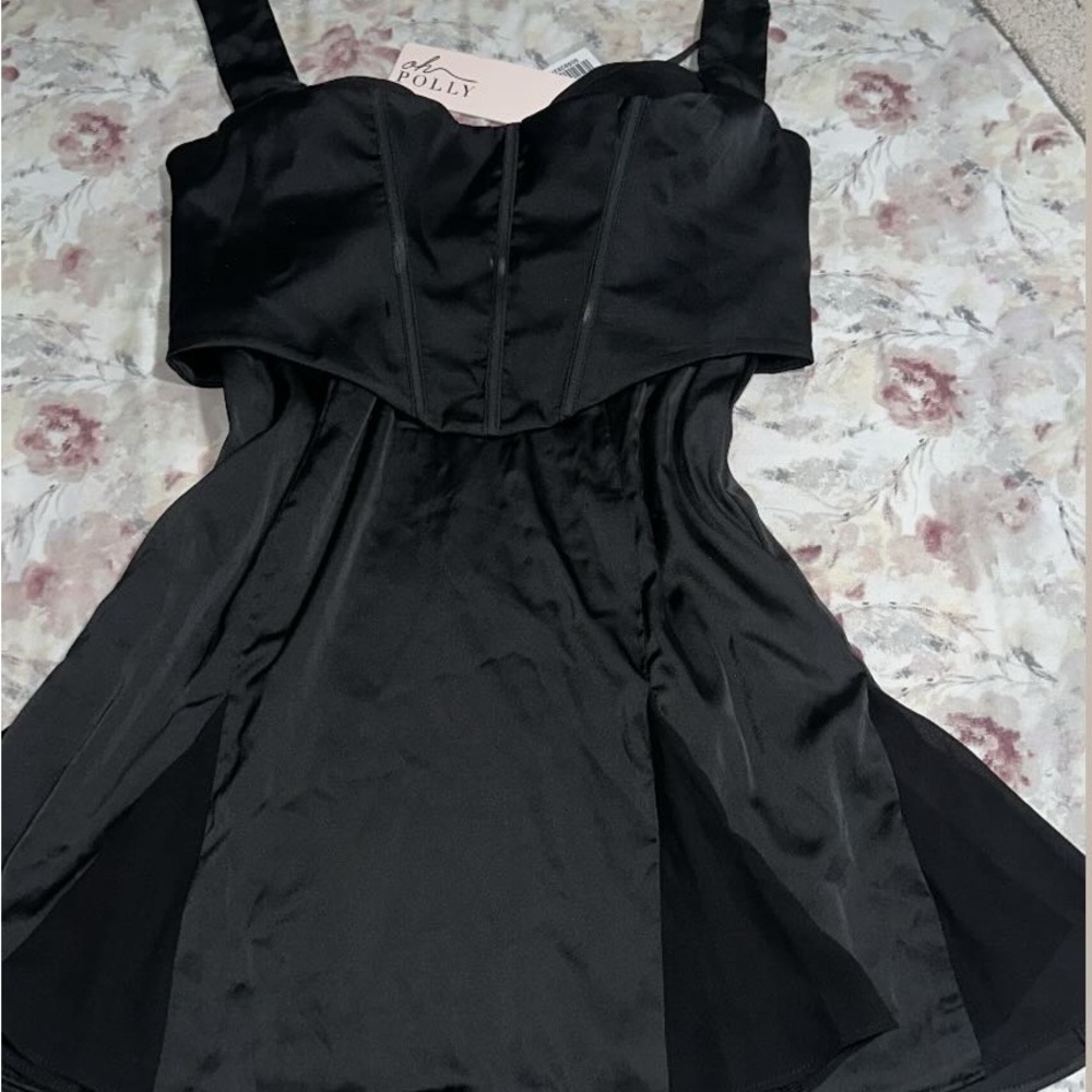 New Oh Polly Corset Black Mini Classy Women's Dress